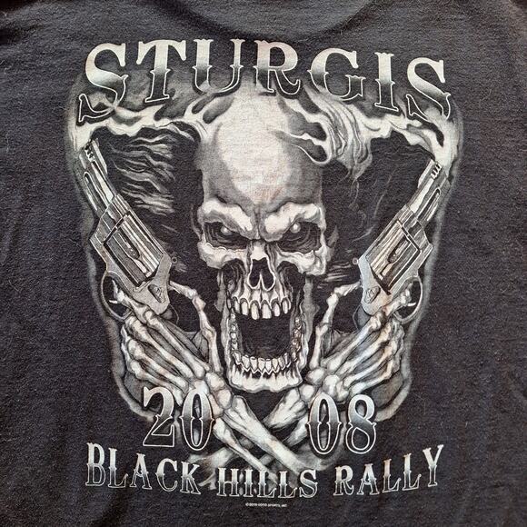 Sturgis vintage Y2K motorcycle rally graphic print flaming skulls back and front - Picture 5 of 5